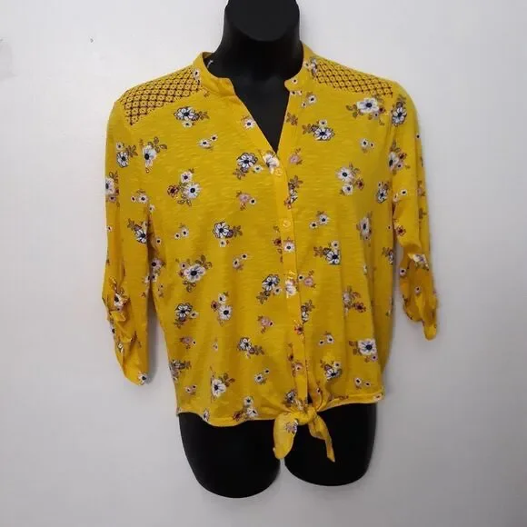 Yellow floral No Boundaries blouse - Picture 1 of 4